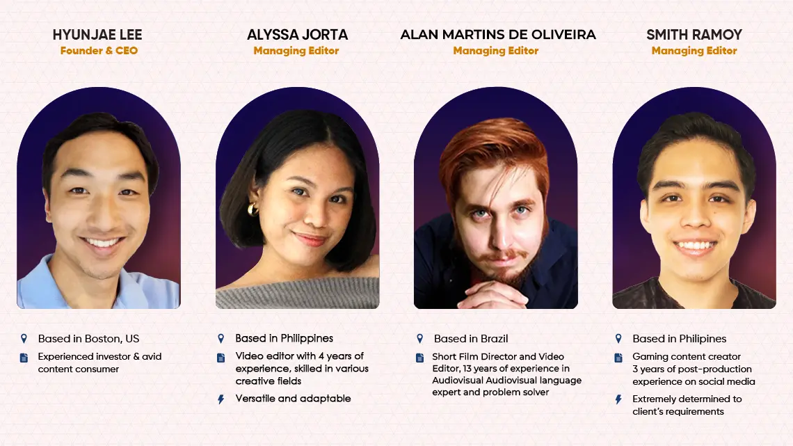 The Vimerse team: founder Hyunjae Lee and managing editors Alyssa Jorta, Alan Martins de Oliveira and Smith Ramoy